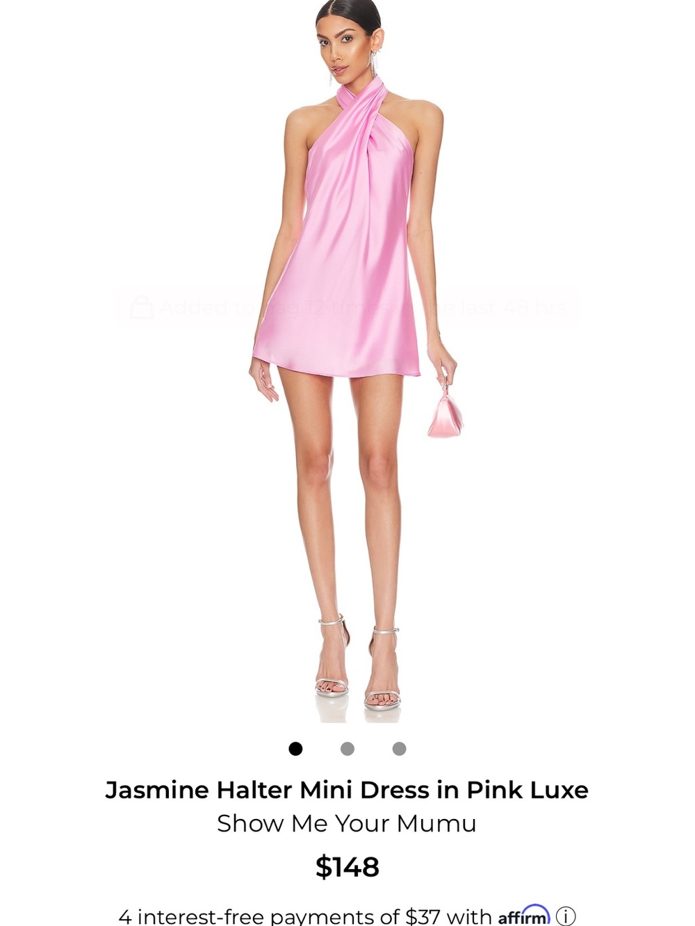 Show Me Your Mumu Jasmine Pink Satin Halter Mini Dress Large